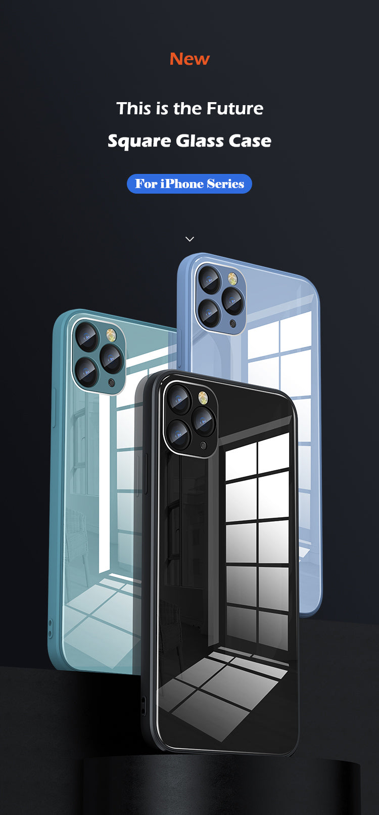 Square Tempered Glass Case For iPhone 11 12 Pro Max Case Anti-knock Baby Skin Fram Cover For iPhone X XS MAX XR 7 8 Plus